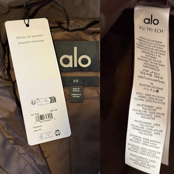 NWT ALO Socialite Shacket Espresso XS Lightweight Unisex Layering Jacket - Picture 10 of 10